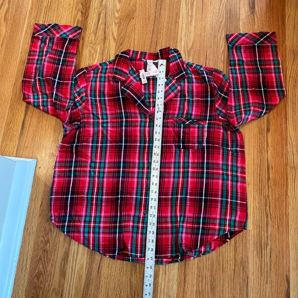 NWT Victoria Secret Ladies XL Long Sleeve Pajama Set Flannel Red Pink Plaid - Picture 11 of 14